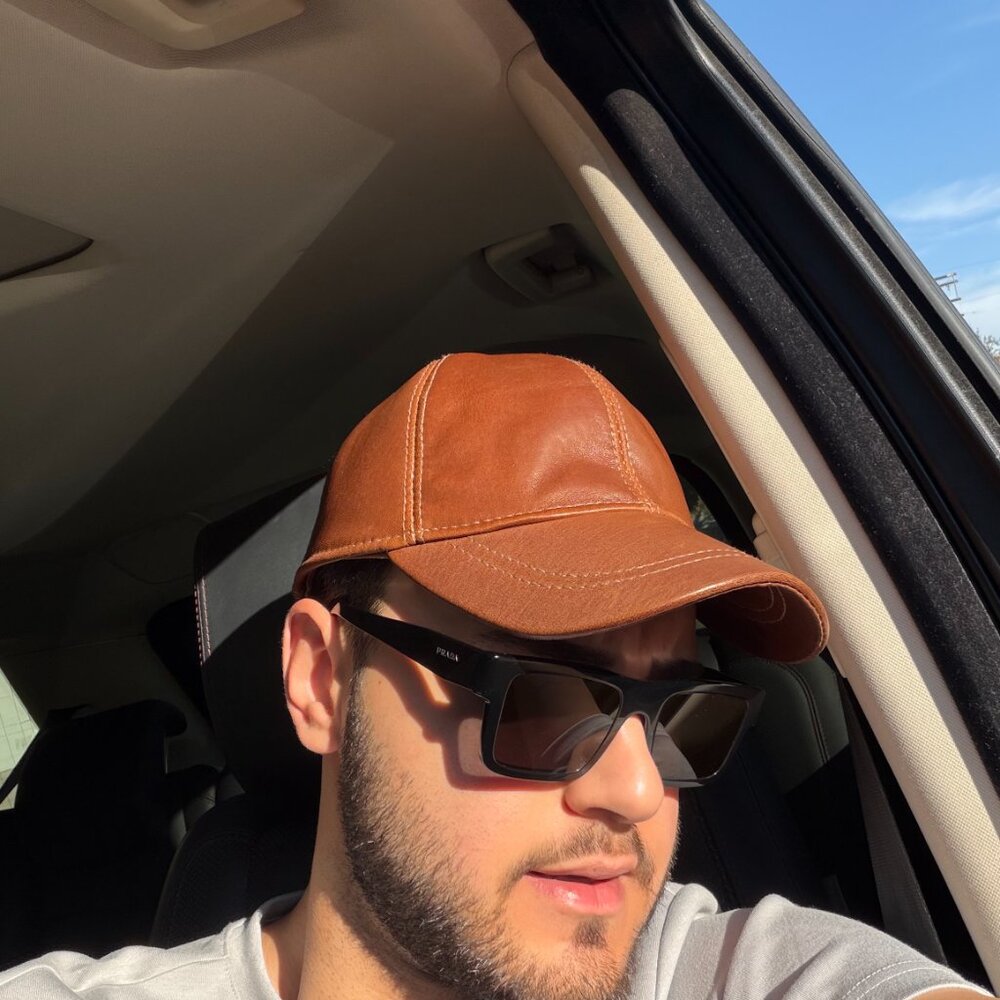 Genuine Leather Cap Brown Leather Baseball Cap Handmade Leather Cap Unisex - Picture 5 of 5
